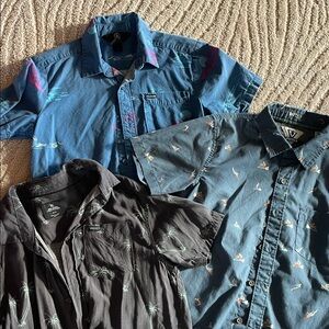 3 Youth Button up surfer brand shirts.
